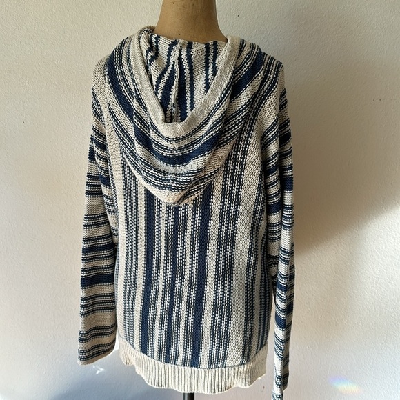 Outerknown sz XS blue white knit pullover hoodie puma cotton great condition - Picture 4 of 8